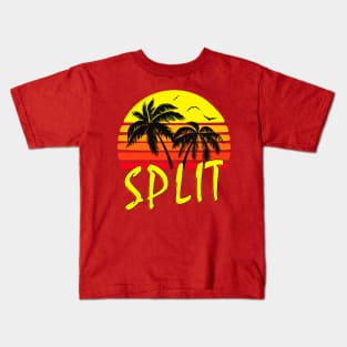 Split Croatia Retro Sunset Kids T-Shirt